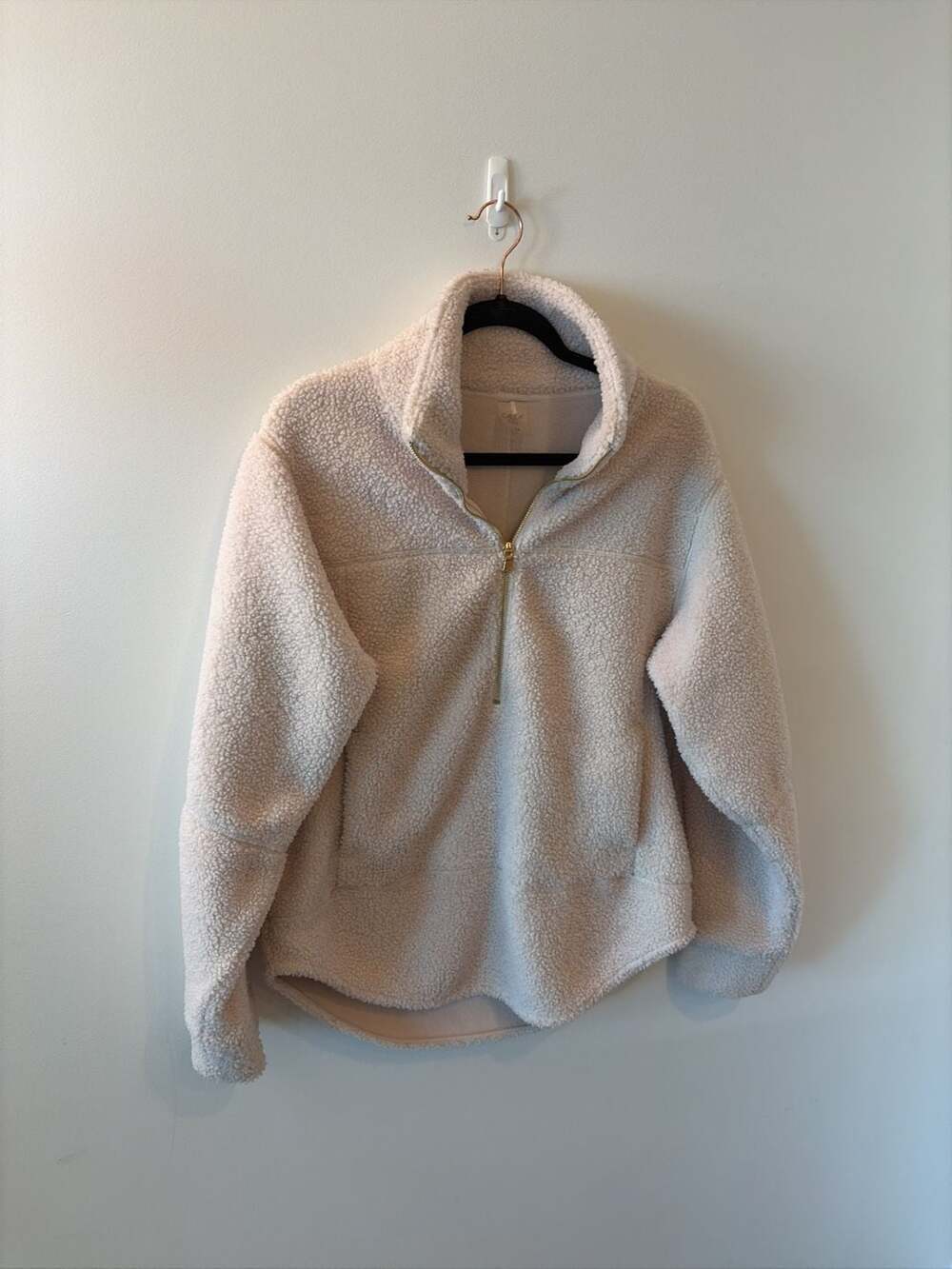 Calla Women's Ivory Sherpa Quarter Zip Fleece Pullover medium